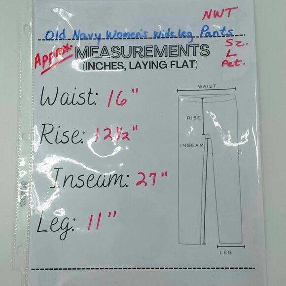 NWT Old Navy Women's Wide-Leg Pants, Go Dry Nylon Spandex Pull On, Sz. L Petite - Picture 7 of 7